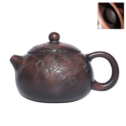 210ml Master Handmade Yixing Purple Clay Teapot Dragon Pattern Xishi Ball Hole Filter Kettle Chinese Teaware Zisha Tea Pot