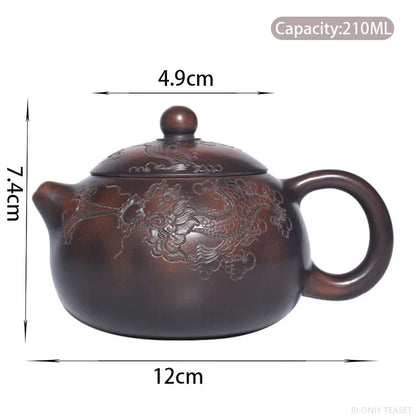 210ml Master Handmade Yixing Purple Clay Teapot Dragon Pattern Xishi Ball Hole Filter Kettle Chinese Teaware Zisha Tea Pot