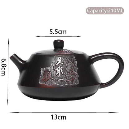 210ml Tradition Yixing Purple Clay Teapots Master Hand-carved Tea Pot Ball Shaped Filter Kettle Chinese Zisha Tea Set Customized