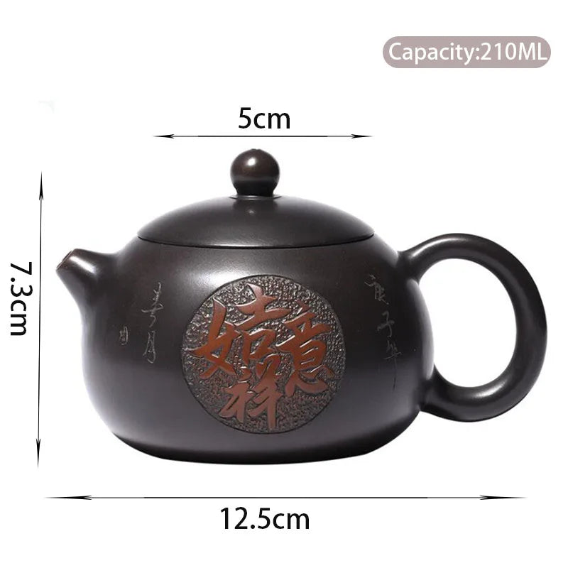 210ml Tradition Yixing Purple Clay Teapots Master Handmade Xishi Tea Pot Ball Hole Filter Kettle Chinese Zisha Tea Set Gifts