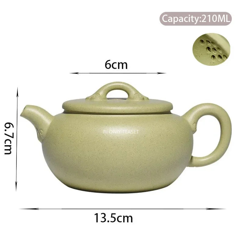 210ml Yixing Purple Clay Teapot Famous Artists Handmade Tea Pot Raw Ore Green Mud Kettle Chinese Authentic Zisha Tea Set Teaware