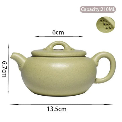 210ml Yixing Purple Clay Teapot Famous Artists Handmade Tea Pot Raw Ore Green Mud Kettle Chinese Authentic Zisha Tea Set Teaware