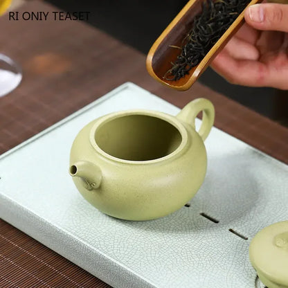 210ml Yixing Purple Clay Teapot Famous Artists Handmade Tea Pot Raw Ore Green Mud Kettle Chinese Authentic Zisha Tea Set Teaware