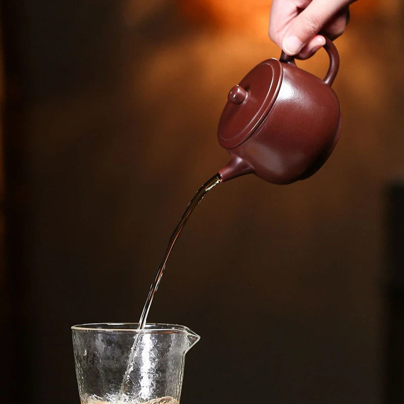 210ml Yixing Purple Clay Teapots Famous Artists Handmade High Stone Scoop Tea Pot Raw Ore Kettle Chinese Zisha Tea Set