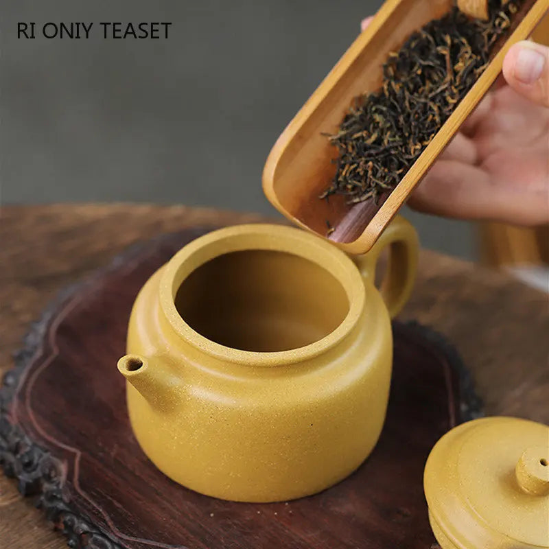 210ml Yixing Purple Clay Teapots Famous Handmade Tea Pot Raw Ore Gold Section Mud Beauty Kettle Chinese Zisha Tea Set Teaware