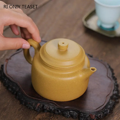 210ml Yixing Purple Clay Teapots Famous Handmade Tea Pot Raw Ore Gold Section Mud Beauty Kettle Chinese Zisha Tea Set Teaware