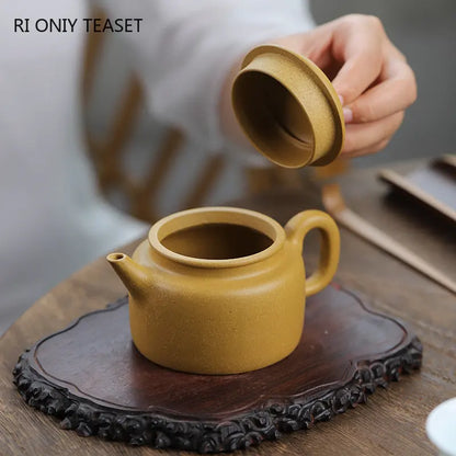 210ml Yixing Purple Clay Teapots Famous Handmade Tea Pot Raw Ore Gold Section Mud Beauty Kettle Chinese Zisha Tea Set Teaware