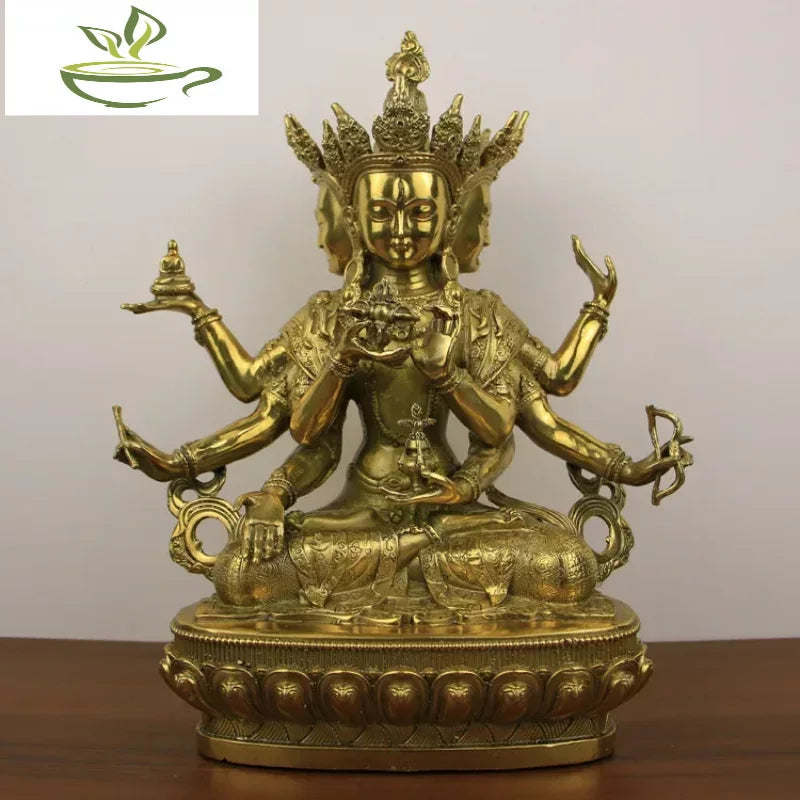 Pure Copper Dignified Buddha Mother Bodhisattva Statue Piece Longevity Three Bronze Statues