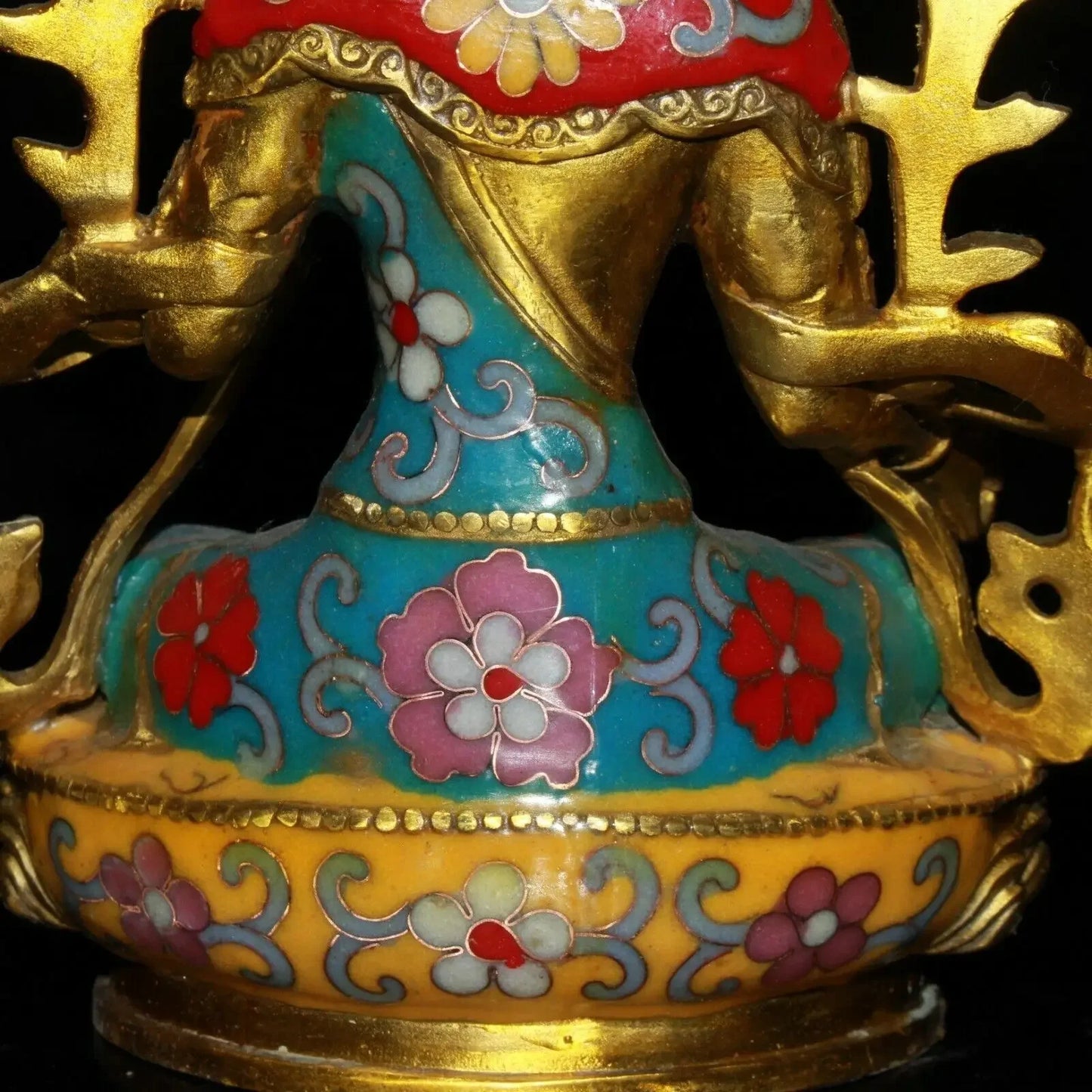 21CM Chinese Cloisonne Copper Kwan-yin Guanyin Statue Old Brass Statue Offering Table Decoration