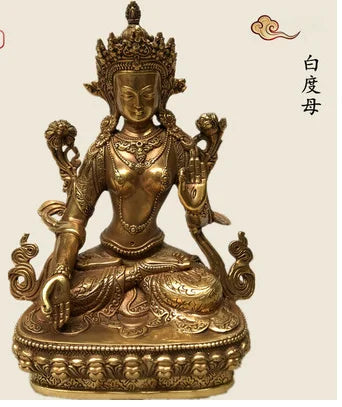 21CM Copper Statue Medicine Master Buddha Yellow God Wealth Green Tara Vajrasattva Great White Umbrella Cover Sun Tathaga