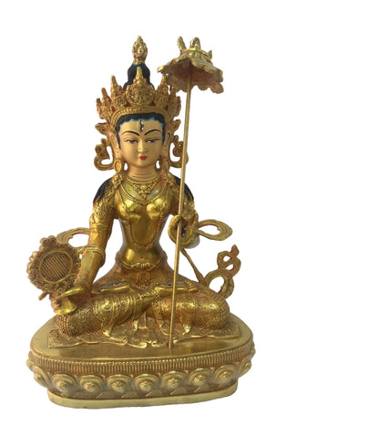 21CM Copper Statue Medicine Master Buddha Yellow God Wealth Green Tara Vajrasattva Great White Umbrella Cover Sun Tathaga