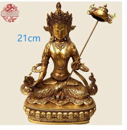 21CM Copper Statue Medicine Master Buddha Yellow God Wealth Green Tara Vajrasattva Great White Umbrella Cover Sun Tathaga