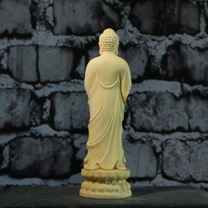 21CM Sakyamuni Buddha Boxwood Gifts Wood Figures Buddha Statues Home Decoration Collection Ornaments