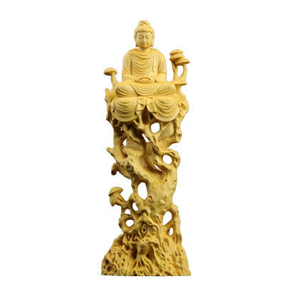 21cm Boxwood Wood Statue Zen Boxwood Figure Statue Real Wood Office Decoration Wood Sculpture Buddha Collection