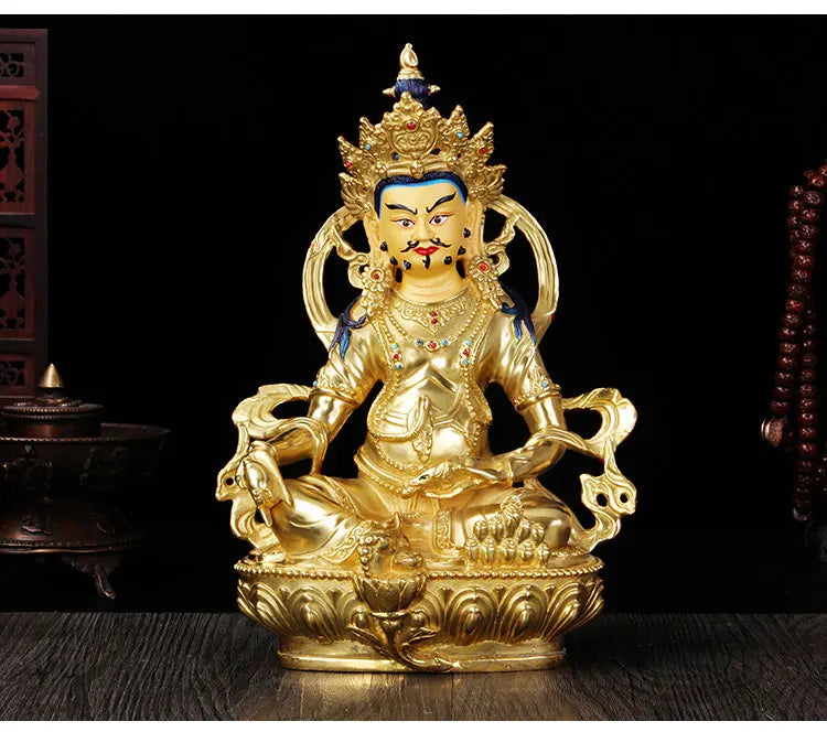 21cm # GOOD Buddha Buddhist shop home efficacious Money Drawing  thriving business Yellow Jambhala yellow fortune god statue