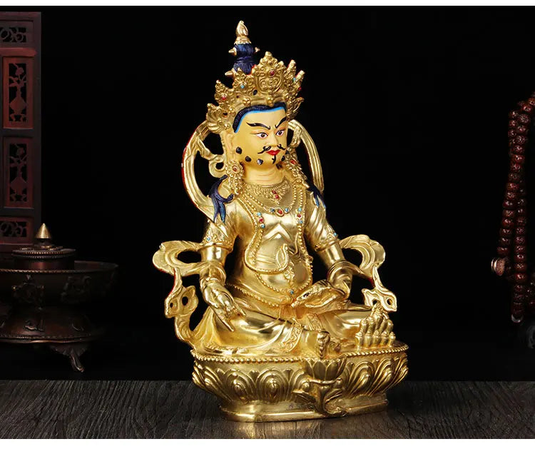 21cm # GOOD Buddha Buddhist shop home efficacious Money Drawing  thriving business Yellow Jambhala yellow fortune god statue