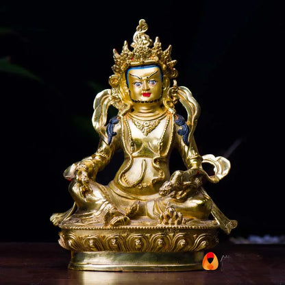 21cm # GOOD Buddhist bless family home Safety wealth fortune efficacious Protection Gold gilding Yellow Jambhala buddha statue