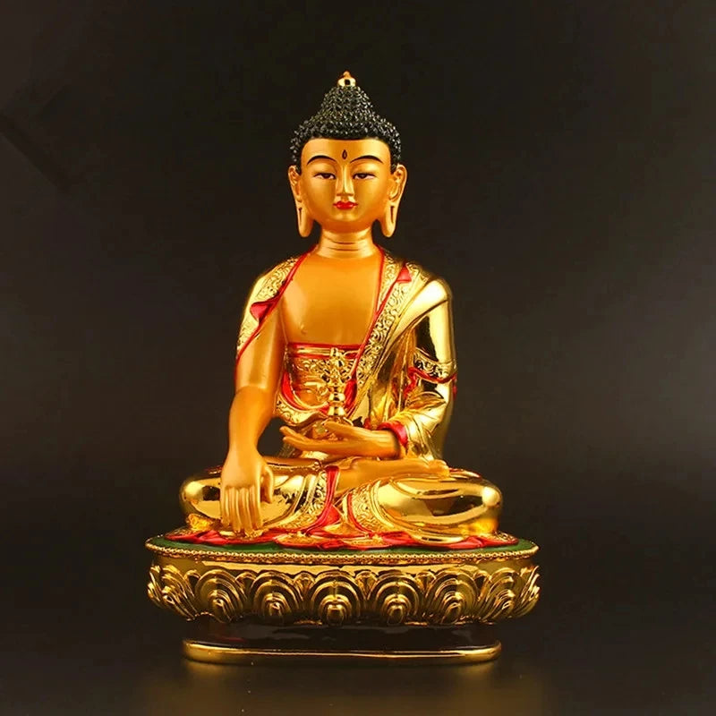 21cm Gold Plated Tantric Buddhist Resin Aksobhya Bodhisattva Buudha Putting Decorate Statue Small Collective Figurine