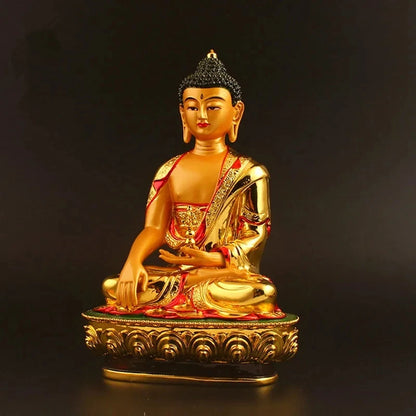 21cm Gold Plated Tantric Buddhist Resin Aksobhya Bodhisattva Buudha Putting Decorate Statue Small Collective Figurine