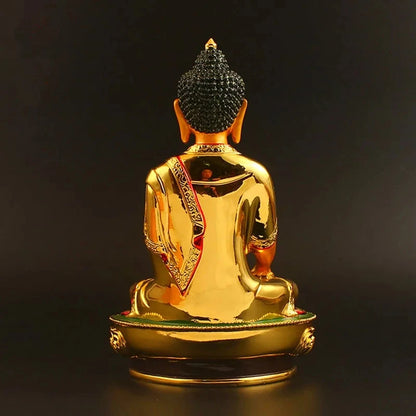 21cm Gold Plated Tantric Buddhist Resin Aksobhya Bodhisattva Buudha Putting Decorate Statue Small Collective Figurine