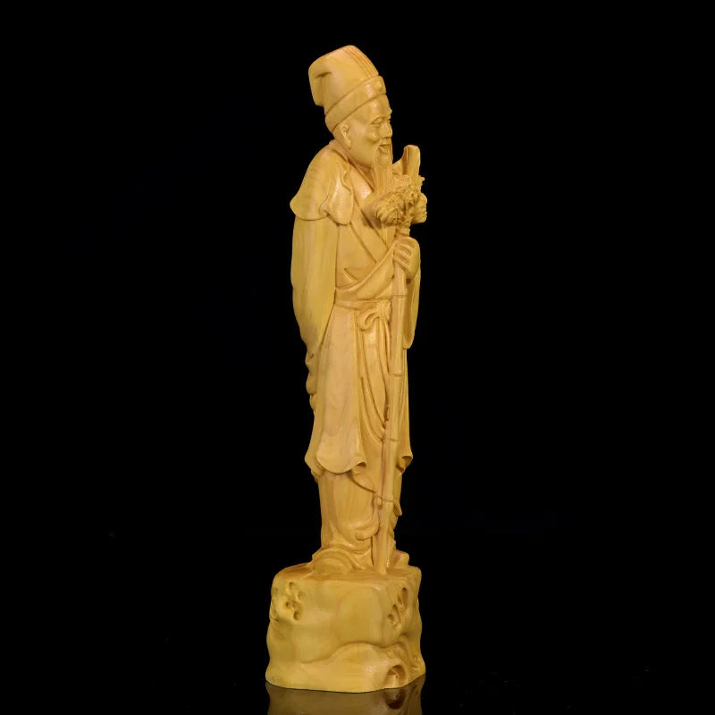 21cm Li Shizhen Boxwood Sculpture Home Decoration Solid Wood Handicraft Figure Statue Chinese Medicine Saint