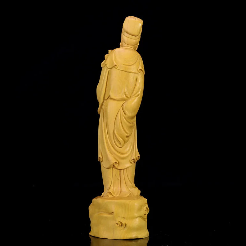21cm Li Shizhen Boxwood Sculpture Home Decoration Solid Wood Handicraft Figure Statue Chinese Medicine Saint