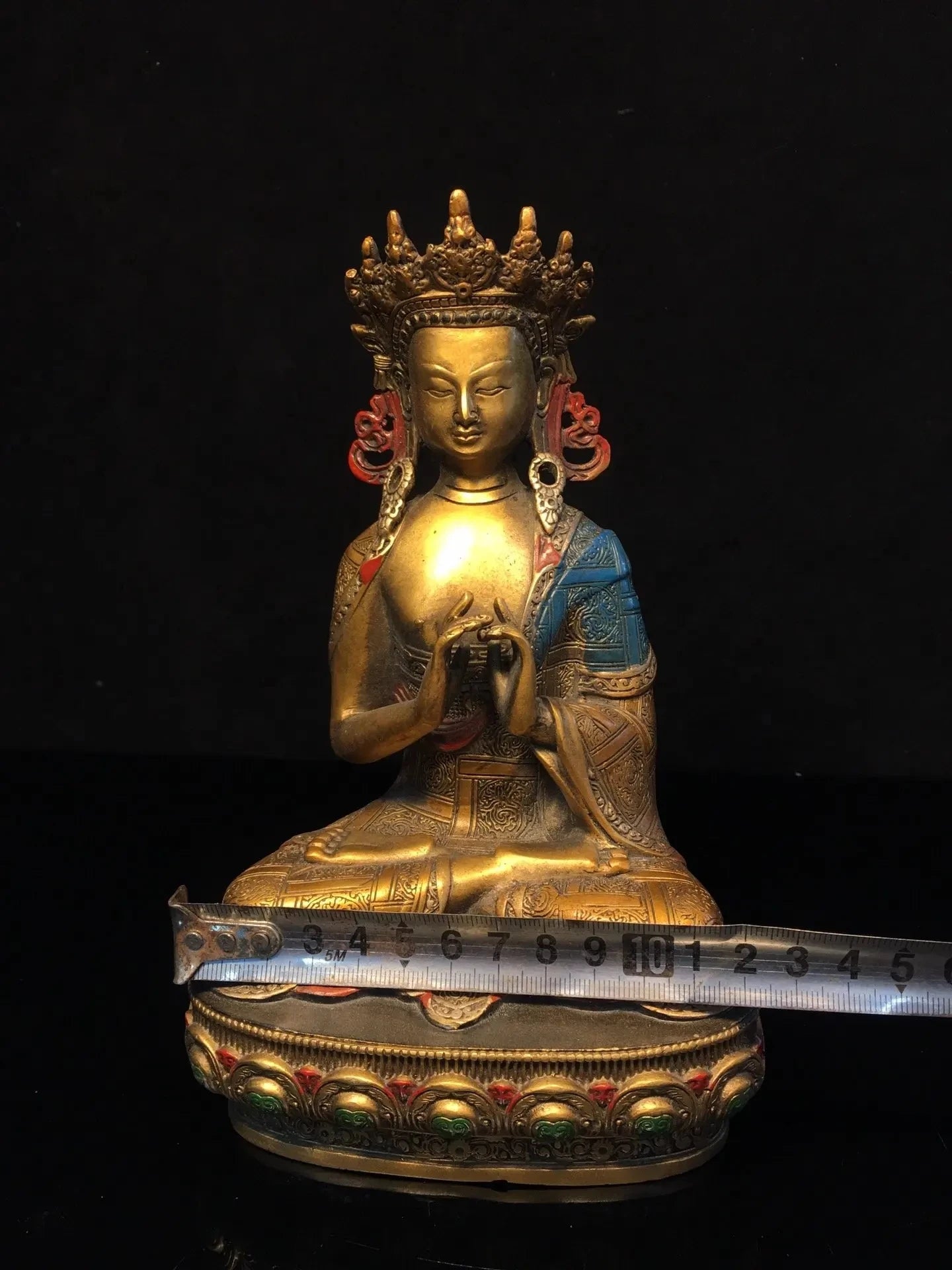 21cm Nepalese Tibetan Tantra Pure Copper Hat Crown Shakyamuni Buddha Statue Enlightenment Buddha Tathagata Buddha Ornament