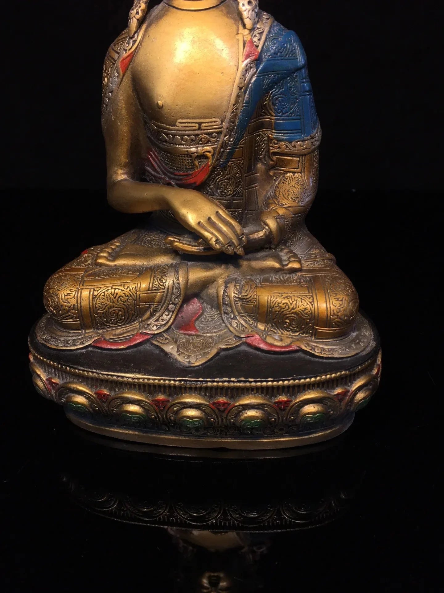 21cm Nepalese Tibetan Tantra Pure Copper Hat Crown Shakyamuni Buddha Statue Enlightenment Buddha Tathagata Buddha Ornament