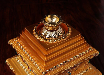 21cm TALL# GOOD Buddha Buddhist bless family home Safety Health wealth efficacious Protection gilding Bodhi Pagoda statue