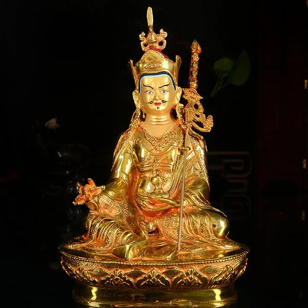 21cm TALL# GOOD # thriving business money Safety #efficacious Protection Nepal Gold-plated Guru Padmasambhava Buddha statue