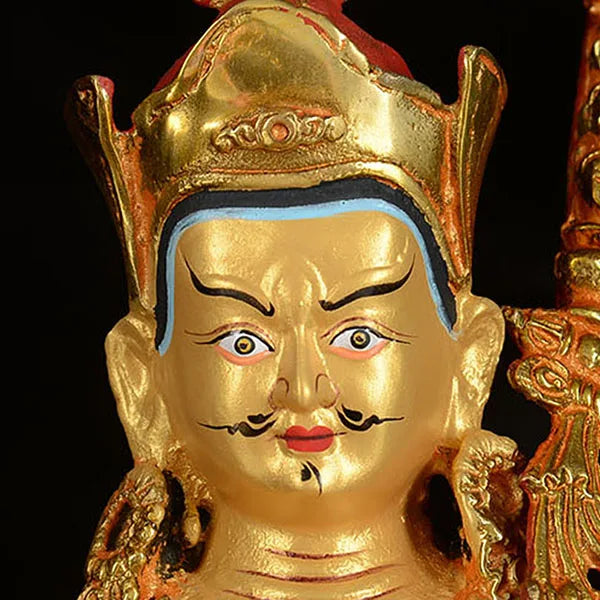 21cm TALL# GOOD # thriving business money Safety #efficacious Protection Nepal Gold-plated Guru Padmasambhava Buddha statue