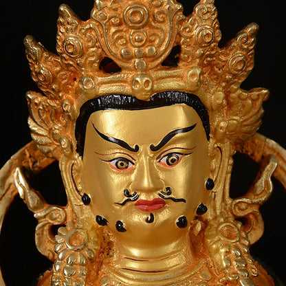 21cm TALL# bless family Safety Health Talisman #efficacious Protection Gold-plated Yellow mammon Zanbala Buddha statue