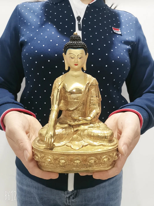 21cm Wholesale Tibet Buddha statue GOOD copper gilding Shakyamuni Buddha statue Family protection Health safety good luck