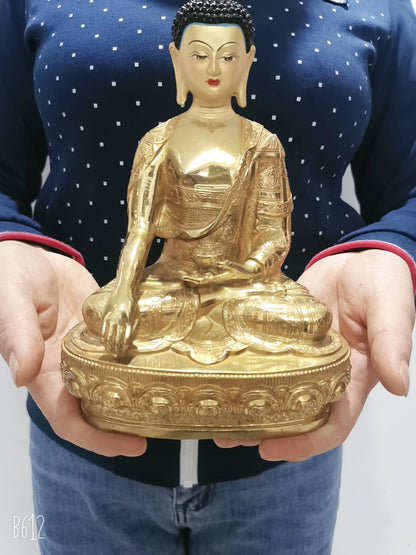 21cm Wholesale Tibet Buddha statue GOOD copper gilding Shakyamuni Buddha statue Family protection Health safety good luck