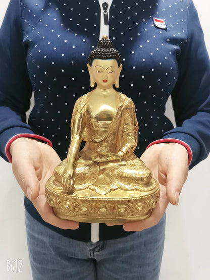 21cm Wholesale Tibet Buddha statue GOOD copper gilding Shakyamuni Buddha statue Family protection Health safety good luck