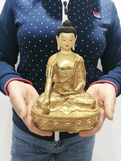 21cm Wholesale Tibet Buddha statue GOOD copper gilding Shakyamuni Buddha statue Family protection Health safety good luck