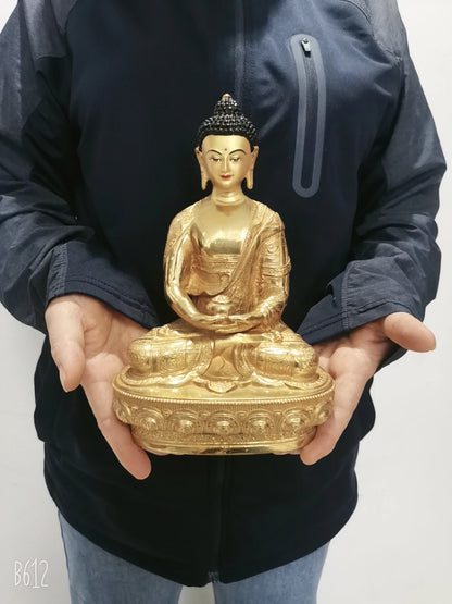 21cm Wholesale Tibet Buddha statue GOOD copper gilding Worship Amitabha Amitayus Buddha statue Family protection Health safety