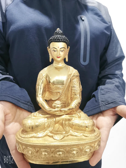 21cm Wholesale Tibet Buddha statue GOOD copper gilding Worship Amitabha Amitayus Buddha statue Family protection Health safety