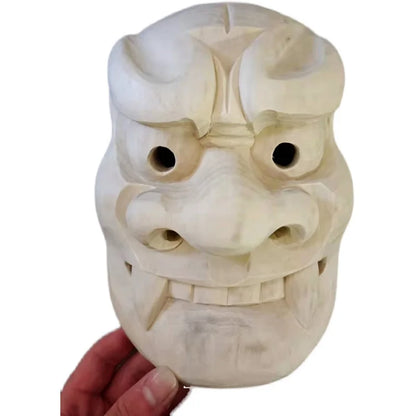21x16x9 CM Hand Carved Japanese Noh Mask MASK Tsuchigumo Youkai Figurine Camphor Wood Carving - QH550