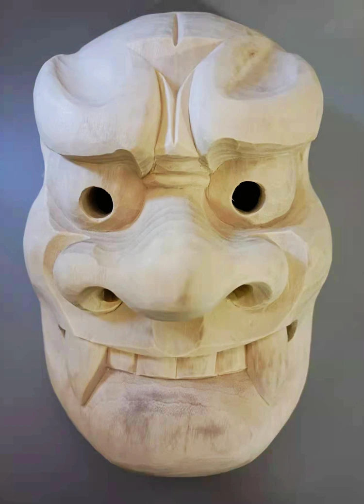 21x16x9 CM Hand Carved Japanese Noh Mask MASK Tsuchigumo Youkai Figurine Camphor Wood Carving - QH550