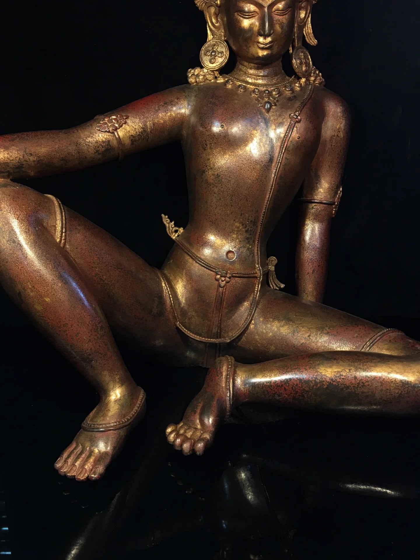22"Tibetan Temple Collection Old Bronze Cinnabar Gilt Free Tara  Tibetan Buddha Amitabha Worship Hall Town House Exorcism