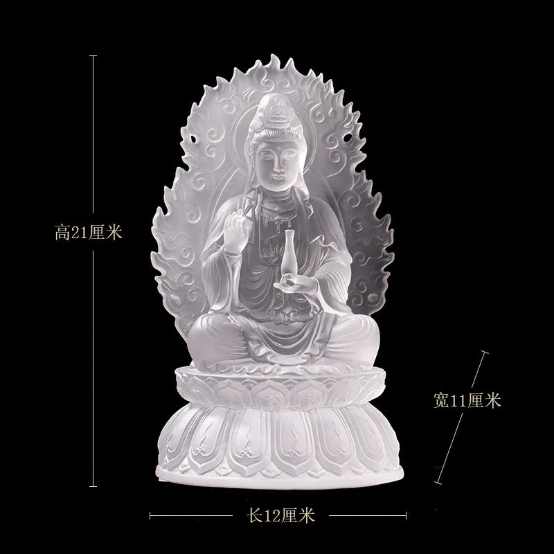 22 cm high  Avalokitesvara Bodhisattva Coloured glaze Pure bottle Guanyin Buddha statue Buddhist temple home worship ornament