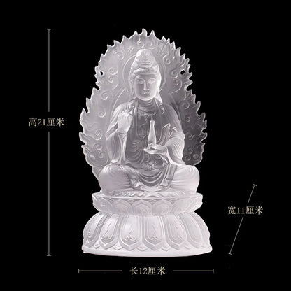 22 cm high  Avalokitesvara Bodhisattva Coloured glaze Pure bottle Guanyin Buddha statue Buddhist temple home worship ornament