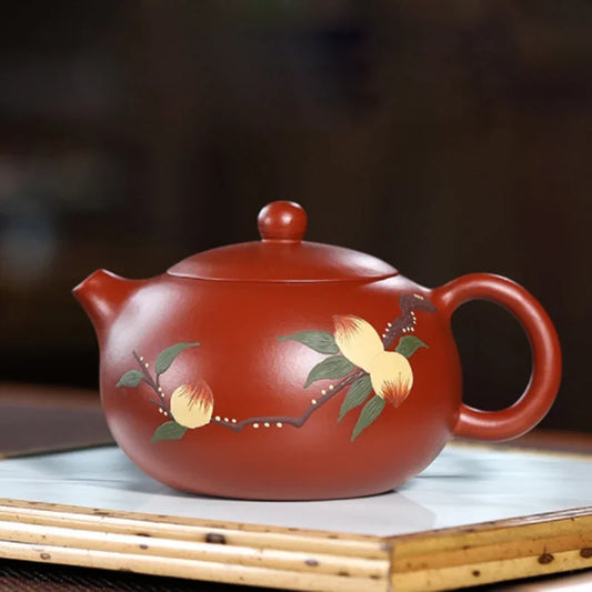 220ML Peach Xishi Purple Clay ZishaTeapot Handmade Chinese Yixing Kettle Puer Green Tea Set Kung Fu Zisha Teaware