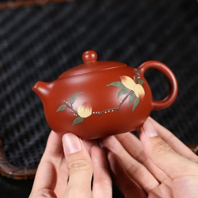 220ML Peach Xishi Purple Clay ZishaTeapot Handmade Chinese Yixing Kettle Puer Green Tea Set Kung Fu Zisha Teaware