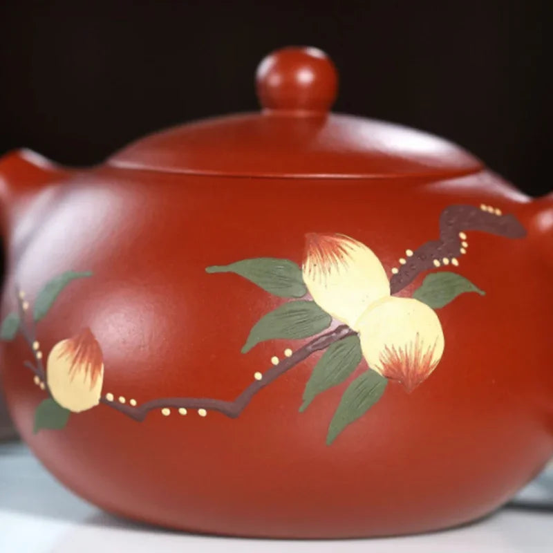 220ML Peach Xishi Purple Clay ZishaTeapot Handmade Chinese Yixing Kettle Puer Green Tea Set Kung Fu Zisha Teaware