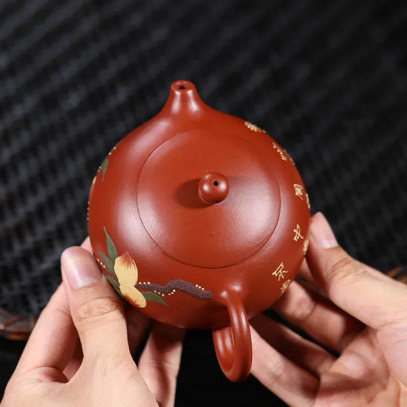 220ML Peach Xishi Purple Clay ZishaTeapot Handmade Chinese Yixing Kettle Puer Green Tea Set Kung Fu Zisha Teaware
