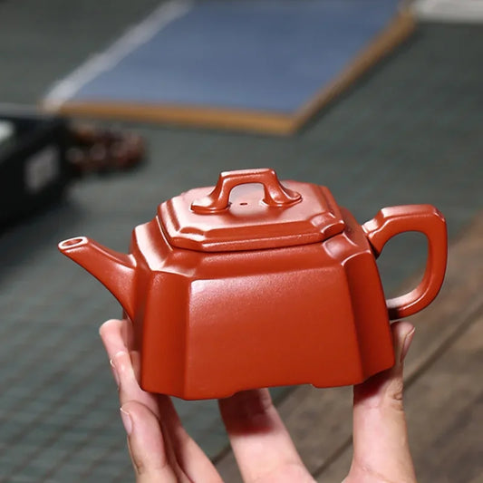 220ML Yixing Purple Clay Teapot Zisha Square Tea Pot Handmade Kung Fu Tea Set Teaware