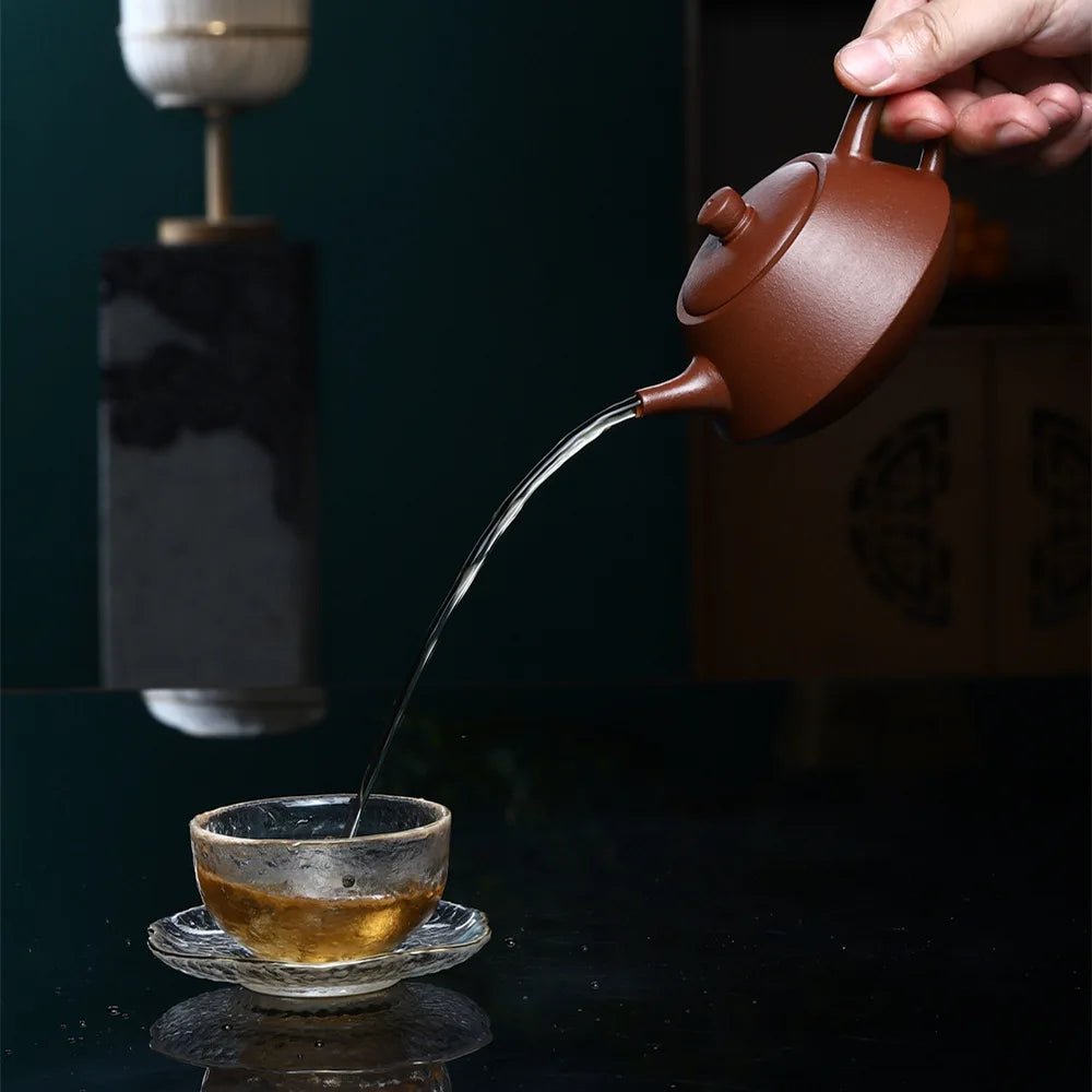 220cc Chinese Yixing Purple Clay Tea Pot Home Dahongpao Customized Teaware Handmade Xishi Teapot Kettle Tea Ceremony