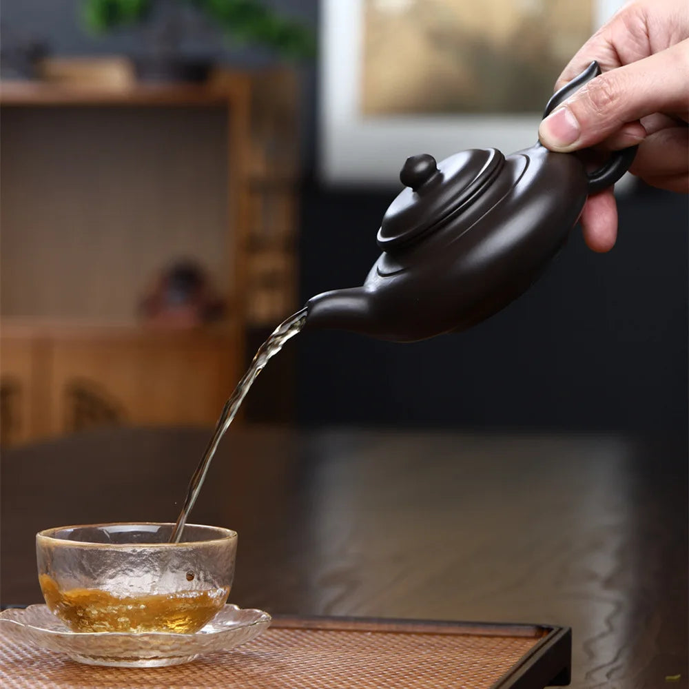 220cc Chinese Yixing Purple Clay Teapot Handmade Tea Pot Raw Ore Zisha Tea Set Customized Beauty Tea Maker